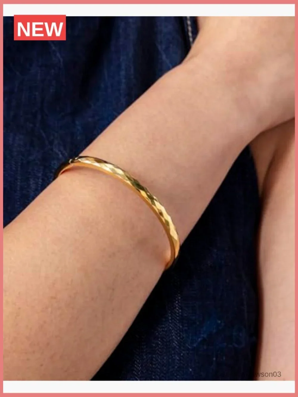 14K Gold Plated Stainless Steel Bangle Bracelet for Women